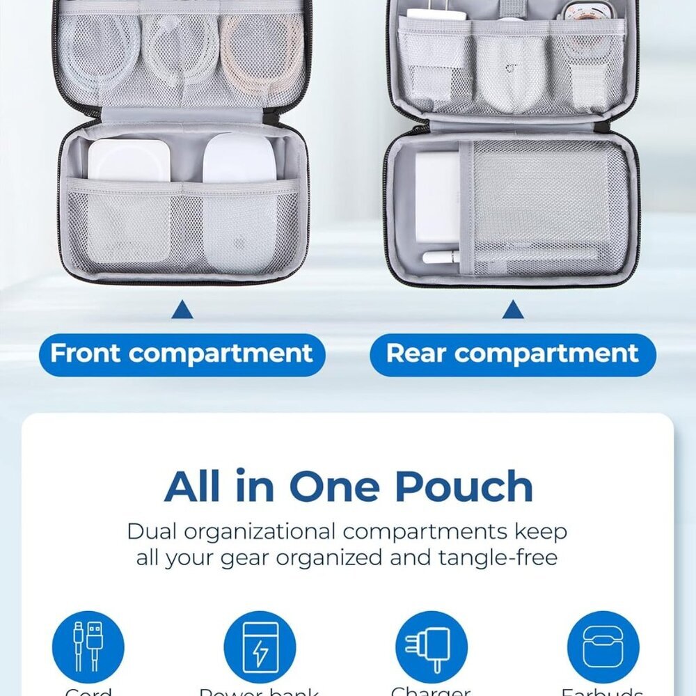 Electronics Organizer Travel Case, Cable Charger Cord Tech Organizer Pouch for P - Picture 3 of 7